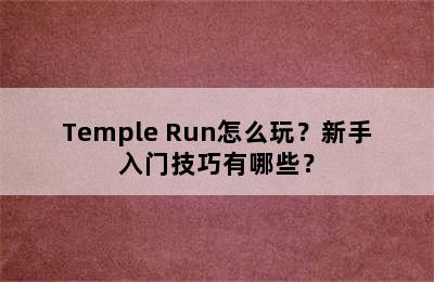 Temple Run怎么玩？新手入门技巧有哪些？